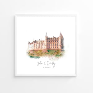 Wedding Venue Print, Wedding Gift, Unique Anniversary Present, Painting from Photo, Personalised Drawing, Couple Gift, Wedding Painting