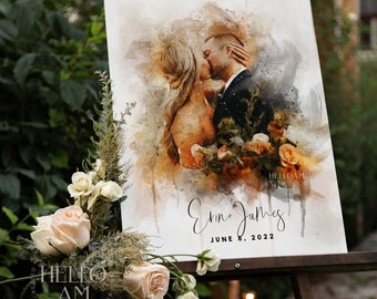 Bruiloft gastenboek alternatief, - alternatieve gastenboek ideeën trouwlocatie kunst, trouwlocatie illustratie digitaal schilderen aquarel kunst