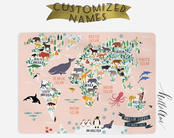 world map blanket - Baby blanket - Custom baby blanket - Baby Month Milestone Blanket - Personalized Baby Blanket - Track Growth and Age