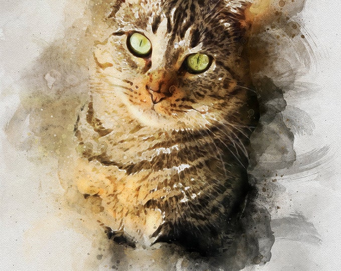 Custom cat portrait,,Custom pet portrait, Cat portrait, Cat memorial, Portrait from photo, Custom cat painting Cat lover gift, Pet loss gift