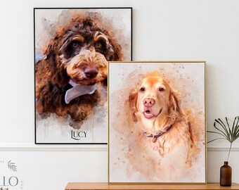 Watercolor Pet Portrait Painting,, Personalised Pet Portrait, Pet Illustration, Custom Dog Portrait Drawing, Pet Memorial Gift, Pet Loss_Art