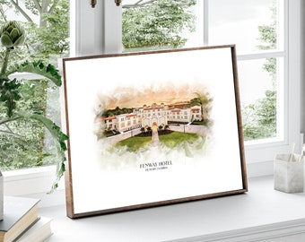 Wedding Venue Print, Wedding Gift, 1st Wedding Anniversary Present, Venue Sketch, Painting from Photo, Personalised Drawing, Couple Gift