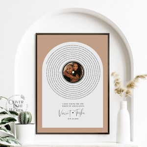 Letras de canciones en vinilo, póster de canciones, arte mural con letras de canciones, regalo personalizado para el primer baile de aniversario, primer aniversario personalizado