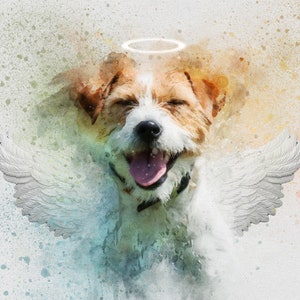 Personalisiertes Haustier Erinnerungsstück, DIGITALDATEI Engelsflügel und Halo Haustier Verlust Hund Katze Gemälde Druckbare Benutzerdefinierte Einzigartige Nachdenkliche Geschenk_Kunst