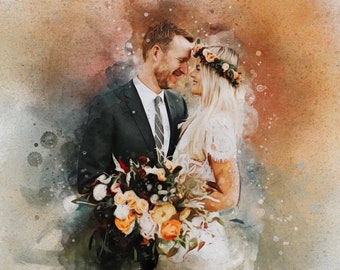 Custom watercolor portrait from photo,, personalized watercolor portrait, wedding, anniversary, engagement gift, Painting From Photo_Art