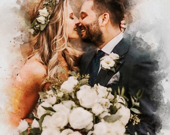 Painting From Photo,, Wedding illustration, Custom wedding portrait From Photo, Custom Couple Portrait Watercolor, gift for her_Art