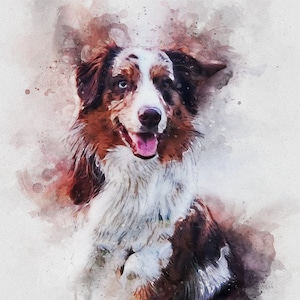 Watercolor Pet Portrait From Photo,, Custom Dog Portrait Personalized Dog Gift Pet Memorial Birthday Gift For Her Dog Mom Father's Day Gift