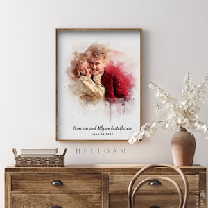 Portrait Painting From Photo,, – Personalized Gift Wall Art - Digital Print On Canvas Ready To Hang,  Engagement Gift for Friend