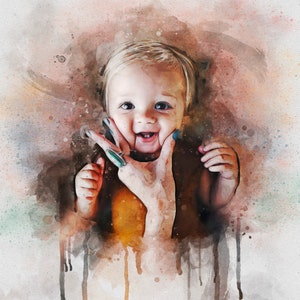 Custom BabyPortrait from Photo,,Watercolor Portrait Custom Child Portrait Digital Portrait Custom Portrait Painting Children Portrait Family