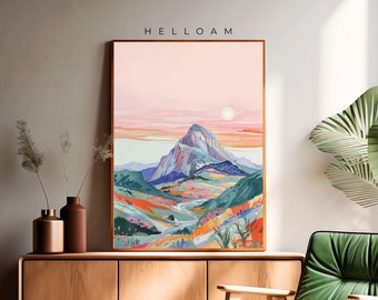 Muurkunst berg, aquarel bergprint, natuurmuurkunst, bergposter, landschapsset gedrukte kunst, 3-delige muurkunst, maximalist, ALLES