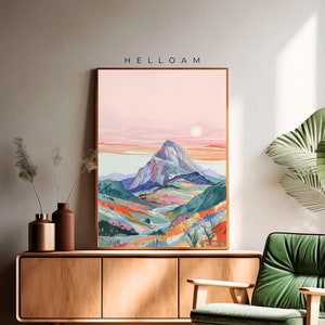 Mountain Wall Art, Watercolor Mountain Print, Nature Wall Art, Mountain Poster, Landscape Set Printed Art, 3 Piece Wall Art, maximalist, ALL