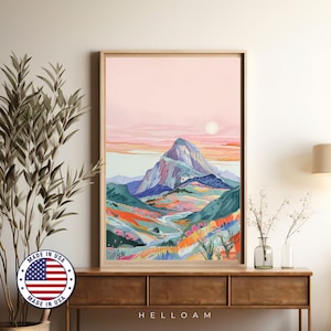 Mountain Wall Art, Watercolor Mountain Print, Nature Wall Art, Mountain Poster, Landscape Set Printed Art, 3 Piece Wall Art, maximalist, USA