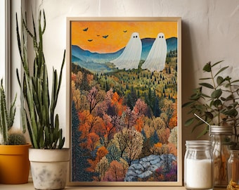 Geister, Halloween Kunstdruck, Halloween Poster, Gespenster, Halloween Poster, Halloween Poster, Geister im Feld, Vintage Poster, Halloween Drucke