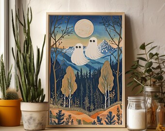 Geister, Halloween Kunstdruck, Halloween Poster, Gespenster, Halloween Poster, Halloween Poster, Geister im Feld, Vintage Poster, Halloween Drucke