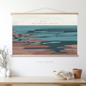 Be still and know, large scripture wall art, bible verse sign, Christian wall sign, Bible art prints, Bible quotes, Coastal wall art print