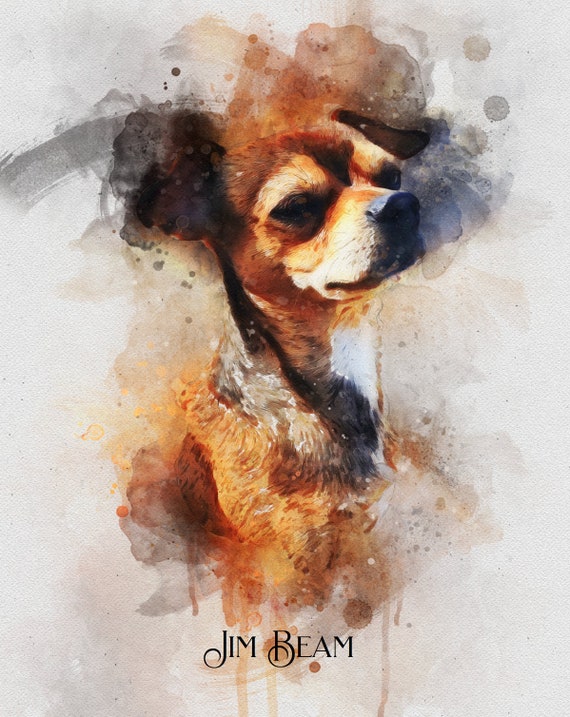 写真から水彩画のペットの肖像画、カスタム犬の肖像画、パーソナライズ