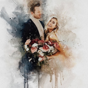 Personalisiertes Portrait Bild vom Foto vom Foto zum Geburtstag, Geschenk zur Hochzeit, Jubiläumsgeschenk, Leinwanddruck oder Poster_A