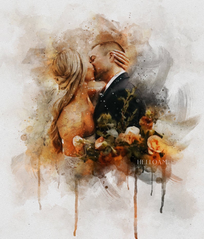 Painting From Photo,, Wedding illustration, Custom wedding portrait From Photo, Custom Couple Portrait Watercolor, gift for her_Art image 1