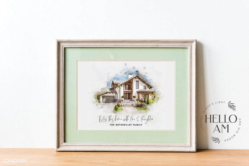 Custom House Portrait,, Housewarming Gift, First Home Gift, Home Illustration, Watercolor Home Portrait, Realtor Closing Gift, Home Art_Art image 7