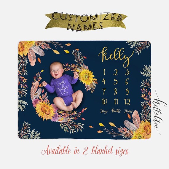 Baby blanket Baby Month Milestone Blanket Custom baby Etsy