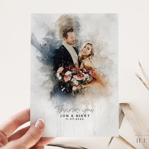 Moderne Hochzeitsfoto-Dankeskarte | Minimalistische Hochzeit Dankeskarte | Boho Hochzeit Dankeskarte | Moderne minimalistische Hochzeit