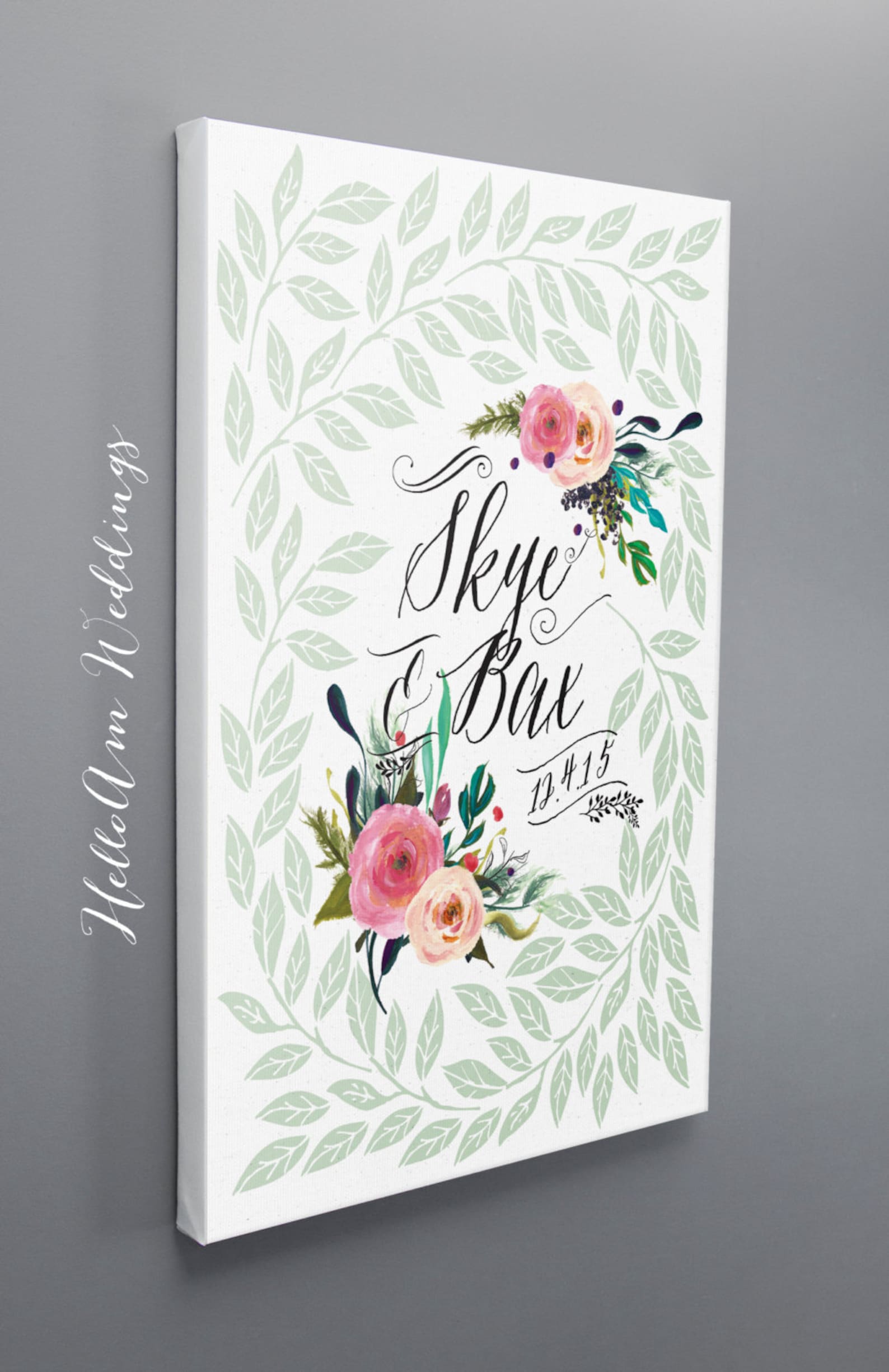 Wedding Guest Book Canvas canvas wedding guest book spring Etsy