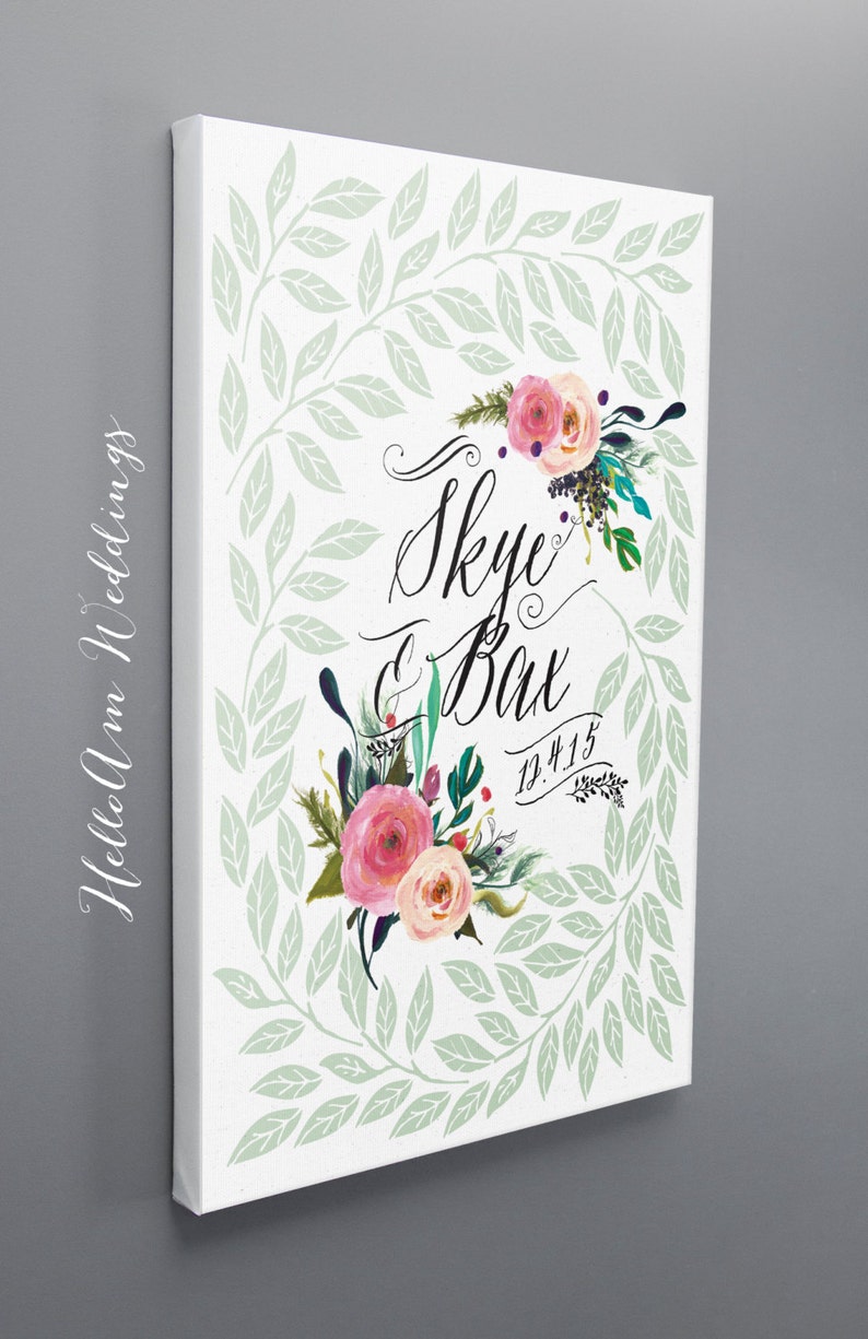 Wedding Guest Book Canvas canvas wedding guest book spring Etsy