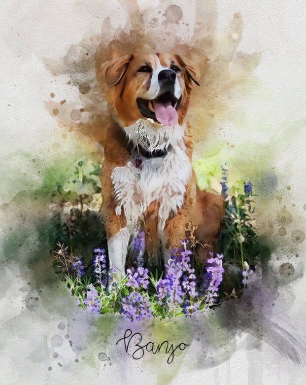 Pintura de retrato de mascota en acuarela, retrato de mascota personalizado, ilustración de mascota, dibujo de retrato de perro personalizado, regalo conmemorativo para mascotas, pérdida de mascota