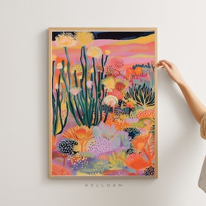 Western art print Vintage retro wall art Botanical prints midcentury modern wall art Sunset wall art matisse wall art Maximalist decor