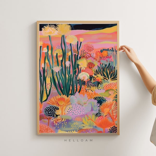 Western art print Vintage retro wall art Botanical prints midcentury modern wall art Sunset wall art matisse wall art Maximalist decor