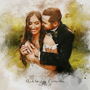 Custom Couple Portrait Watercolor,,Gift for her, Painting From Photo, Wedding illustration, Custom wedding portrait From Photo, personalized