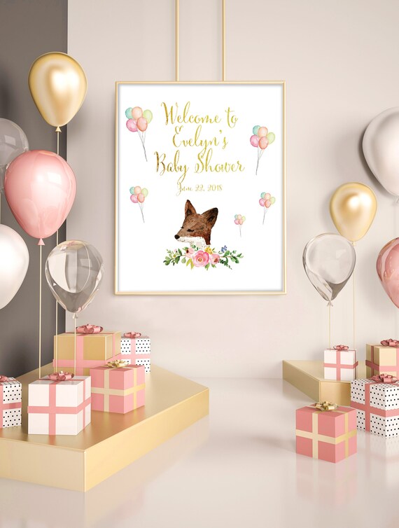 Woodland Baby Shower Banner Fox Baby Shower Decorations Baby Etsy