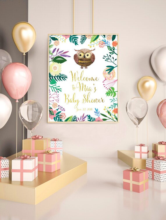 Baby Shower Decorations Custom Baby Girl Owl Baby Shower Decor Etsy