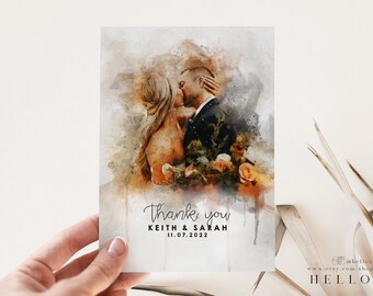 Thank You Cards, Wedding Thank You Cards, Double-sided Thank You Card, Simple Wedding Thank You Cards, Wedding Thank You Card With Photo