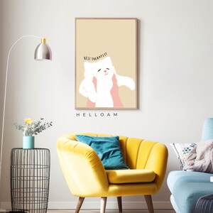 May include: A beige and white illustration of a white cat with pink hands holding it, with the text "BEST THERAPIST" above the cat and "HELLOAM" below the cat.