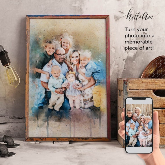 MothersDay Personalised Art From Photo,,Print Gift For Mum, Mom, Mother Portrait Family Present Children Room Decor Wall Bespoke Artwork_Art