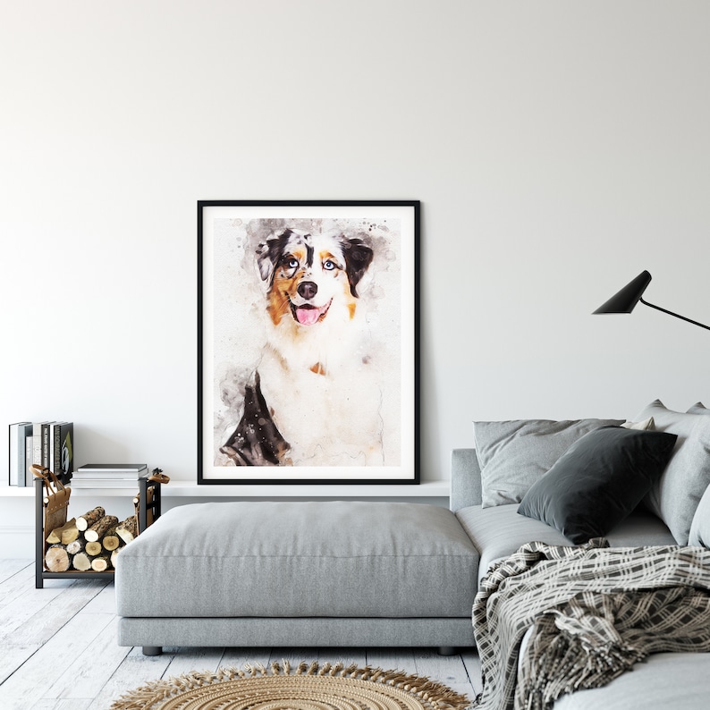 Custom Dog Portrait Watercolor,,Painting Of Dog Custom, Watercolor Dog Art, Custom Dog Painting Canvas, Custom Dog Water Color, Dog Painting image 2