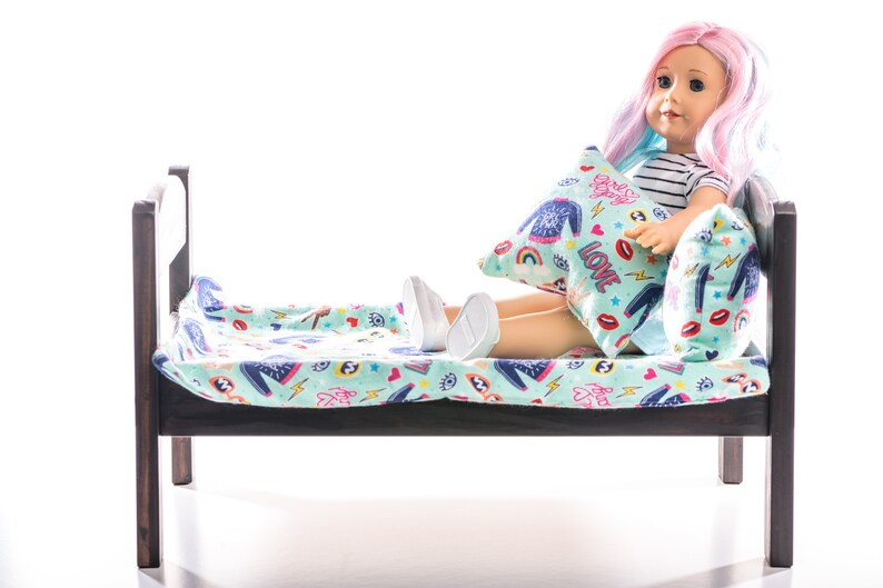 Hand Stained Wooden Doll Bed for 18 Inch Doll Etsy