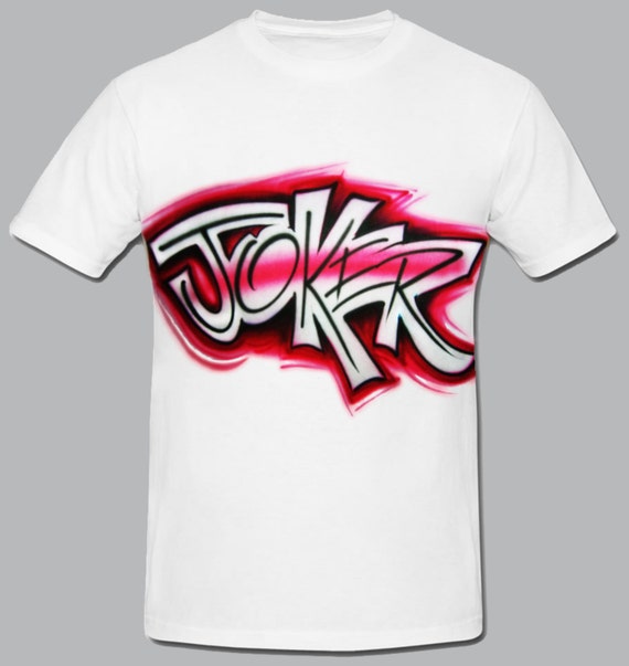 Custom Airbrush Fun Joker style letter Design Fun Boy Airbrush Art  Birthday Shirt Gift Idea Custom Made To Order Free Shipping