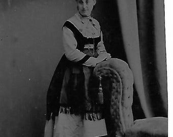 Olde Tin Type Photo...Standing Woman, 1880's