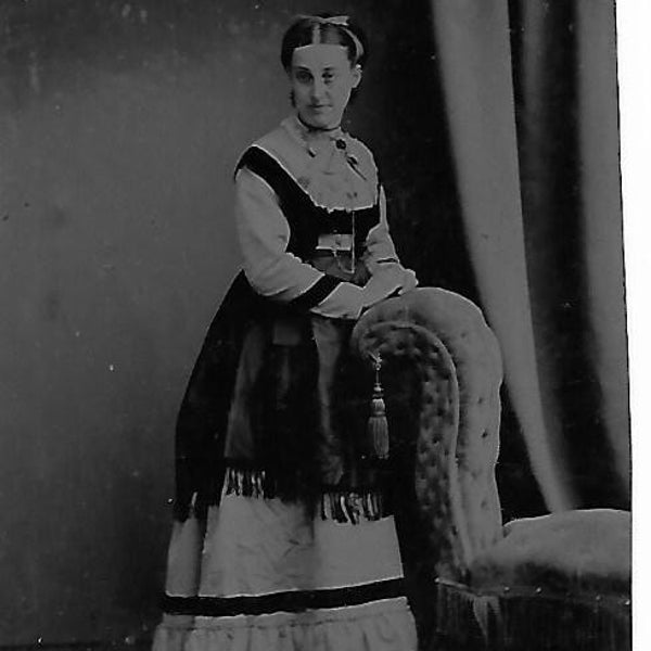 Olde Tin Type Photo...Standing Woman, 1880's