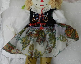 Swedish " Raggety Ann " Type Doll; 1980's