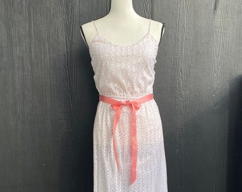 Vintage 70s early 80s maxi dress, pastel prairie dress, hippie boho sun dress, floral prom or homecoming dress