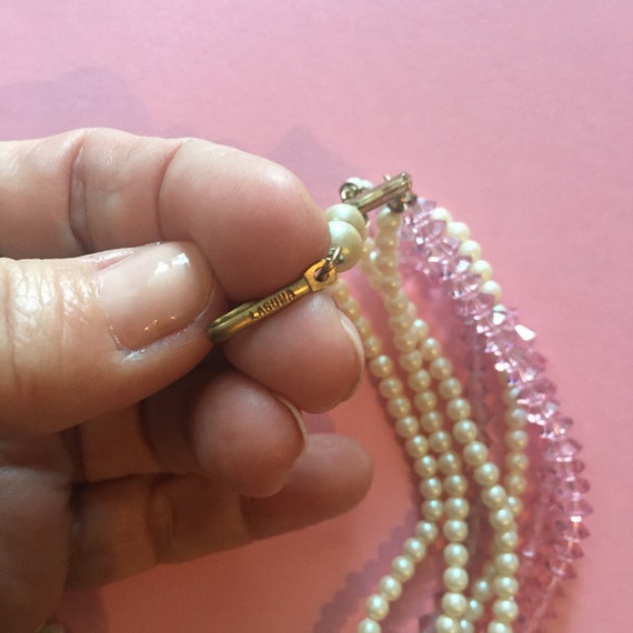 Vintage Laguna necklace, Seven strand crystal and… - image 4