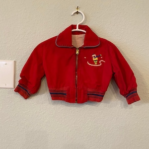 Vintage Baseball Baby/Toddler Coat, Baseball jacket, red coat with embroidered skater, retro kids coat