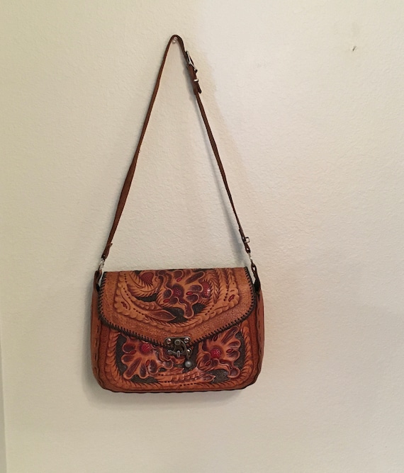 Vintage Leather purse, Hand Tooled Purse, Western