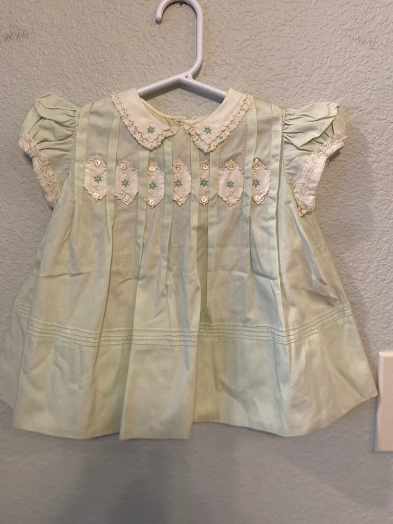 Vintage Tiny Tots Original Baby Dress, light gree… - image 2