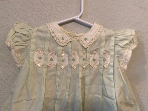 Vintage Tiny Tots Original Baby Dress, light gree… - image 3