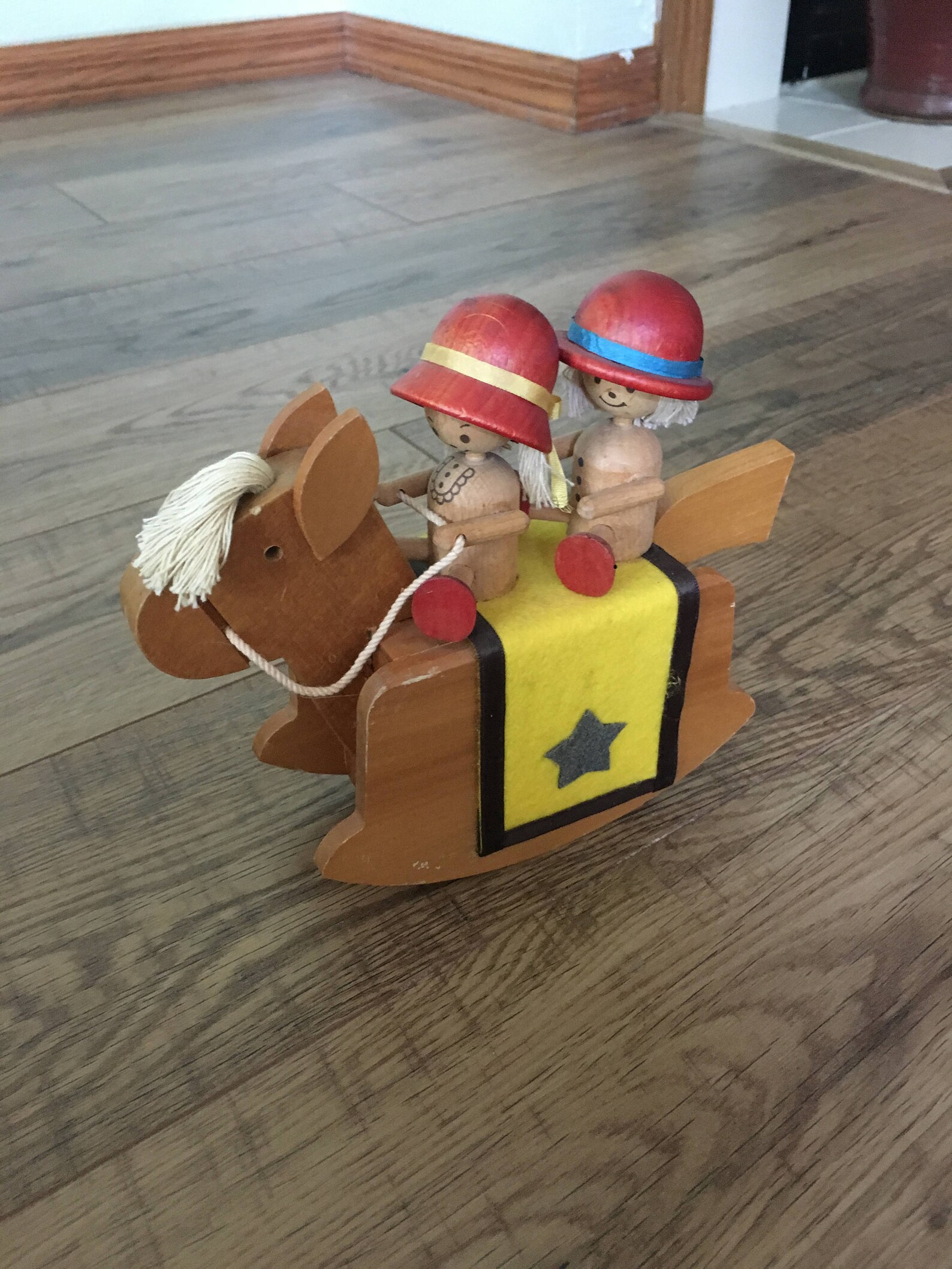 Vintage music box Wood Rocking Horse music box plays Toy Etsy