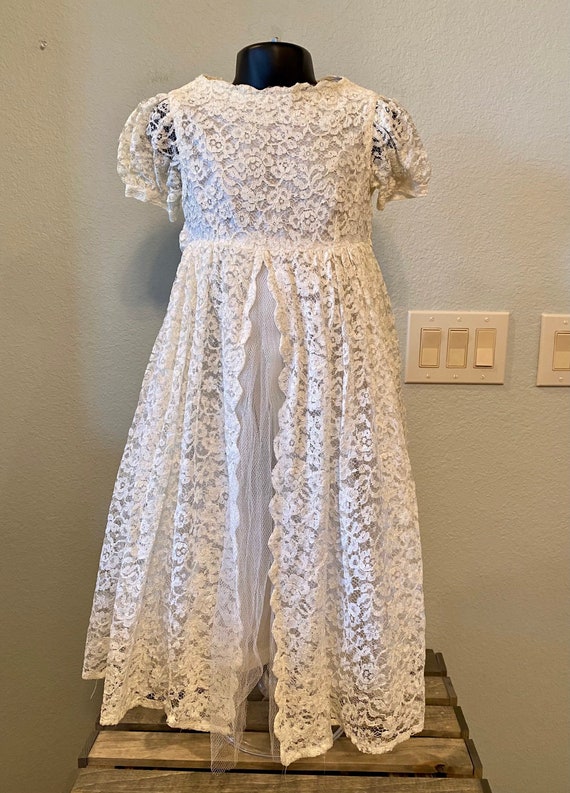 Vintage Lace Toddler Dress, Miniature Bride or Fl… - image 2